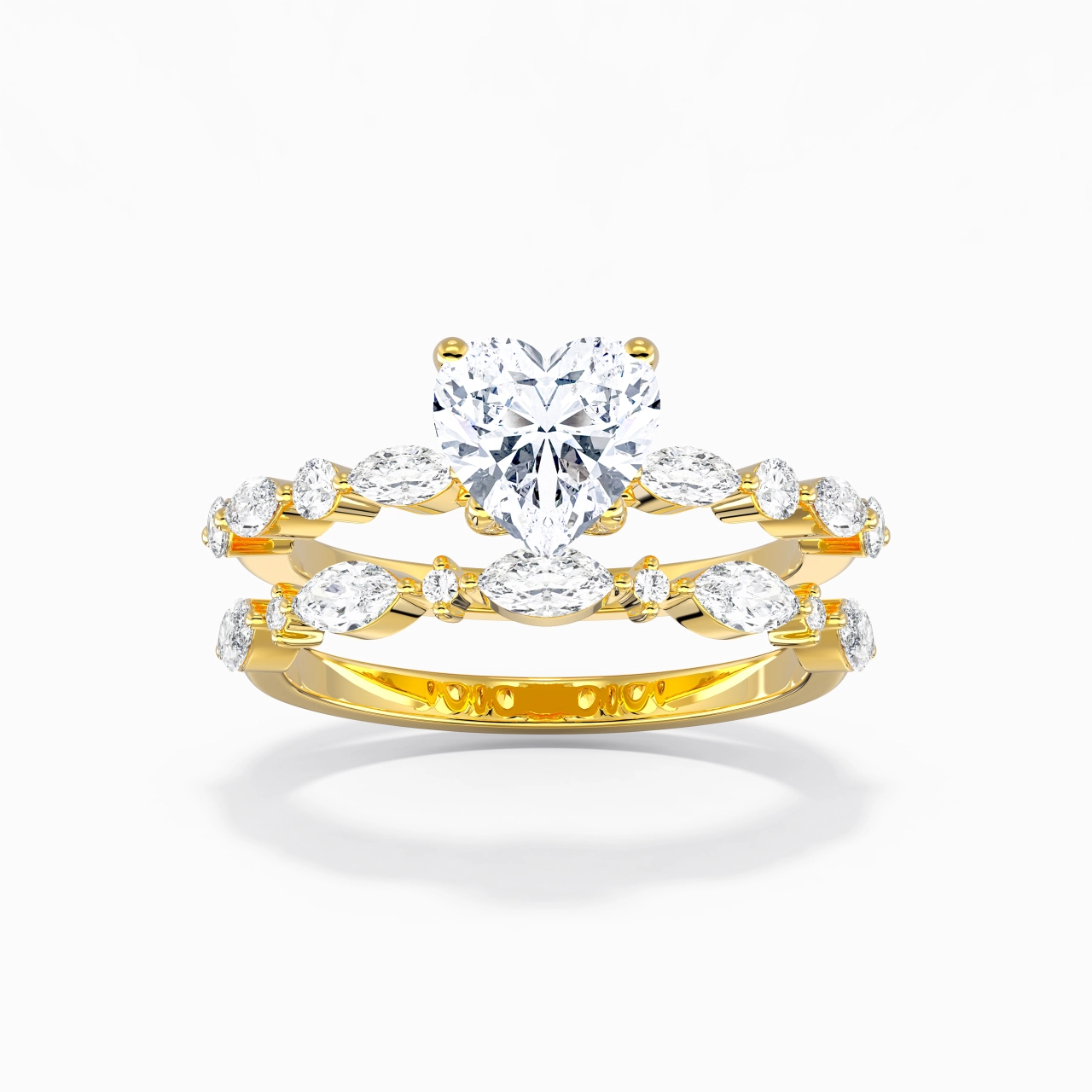 White Moissanite Wedding Ring Set
