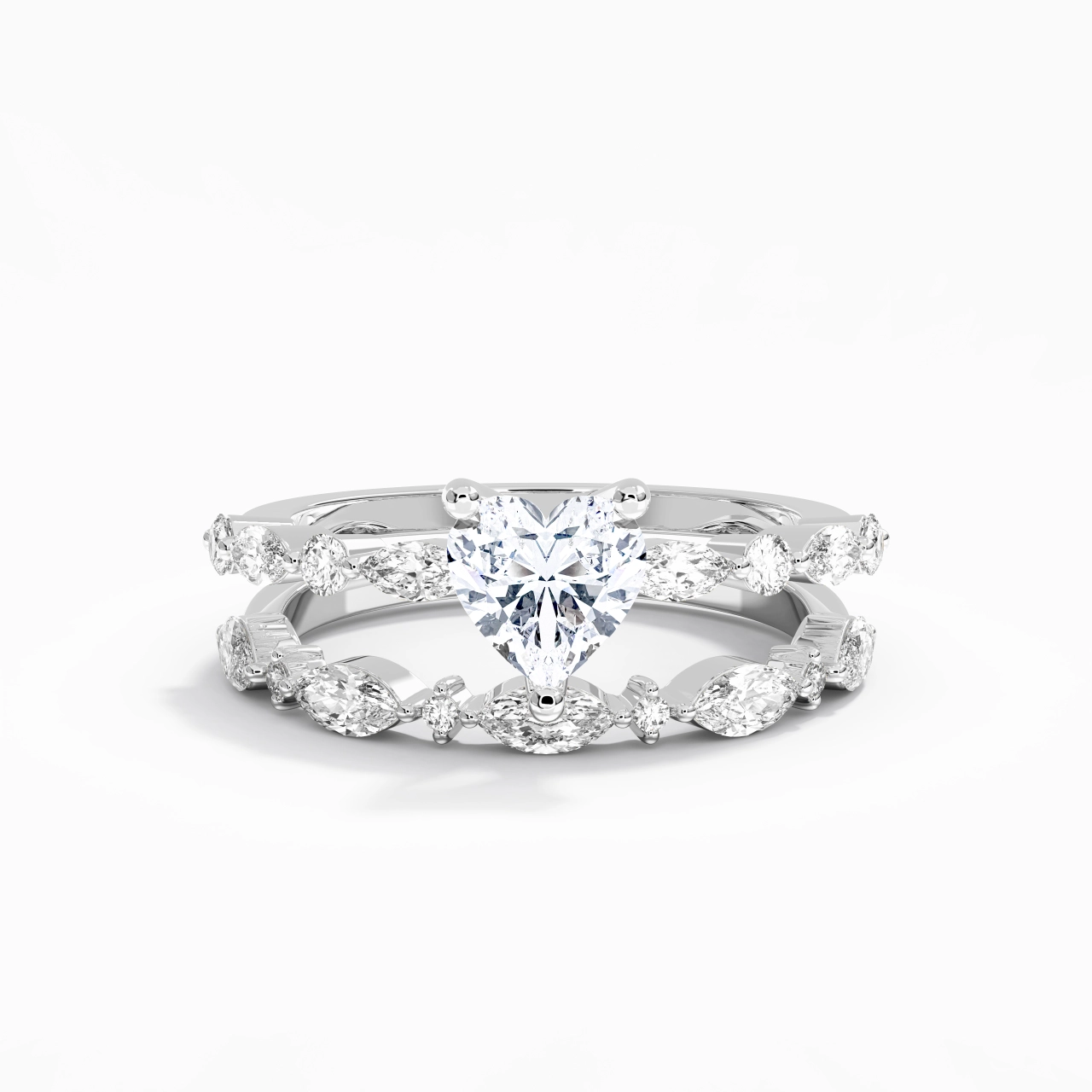 White Moissanite Wedding Ring Set