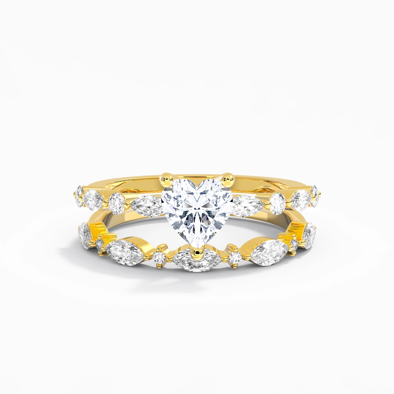White Moissanite Wedding Ring Set