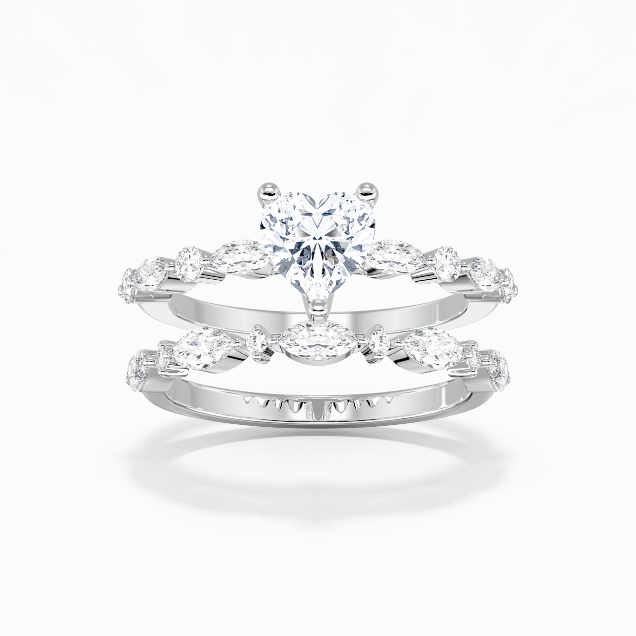White Moissanite Wedding Ring Set