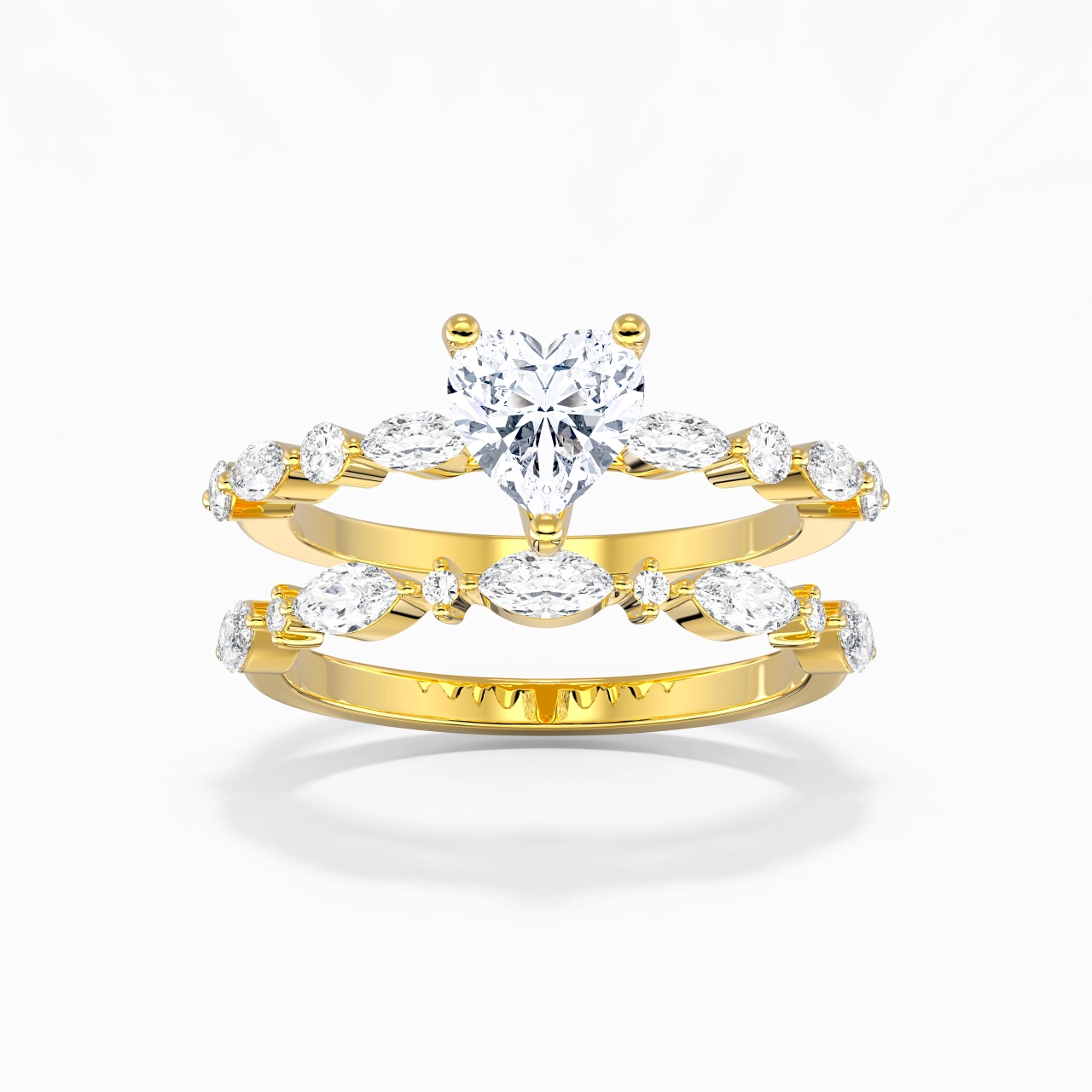 White Moissanite Wedding Ring Set