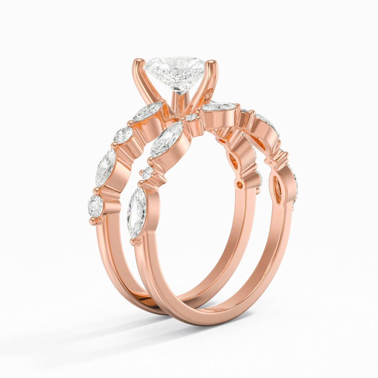 White Moissanite Wedding Ring Set