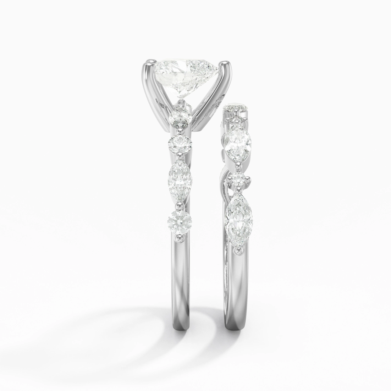 White Moissanite Wedding Ring Set