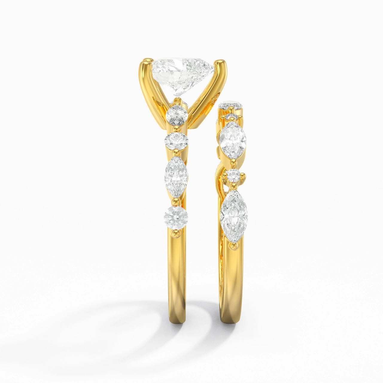 White Moissanite Wedding Ring Set
