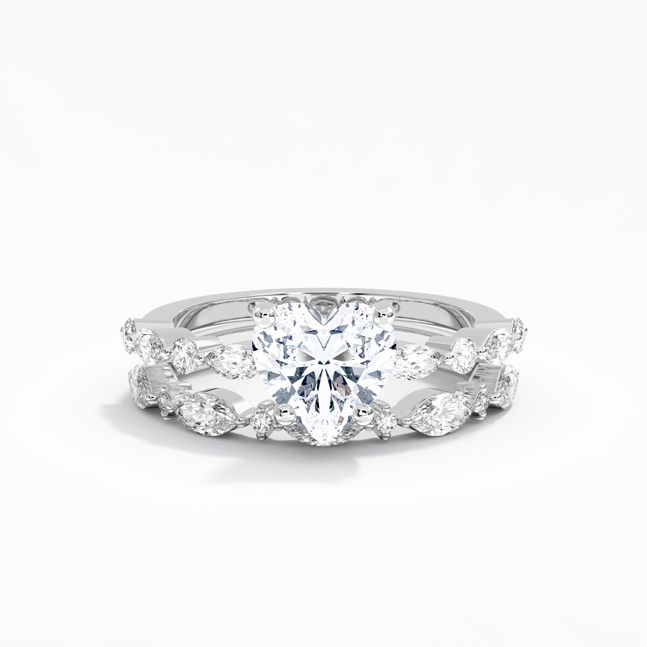 White Moissanite Wedding Ring Set
