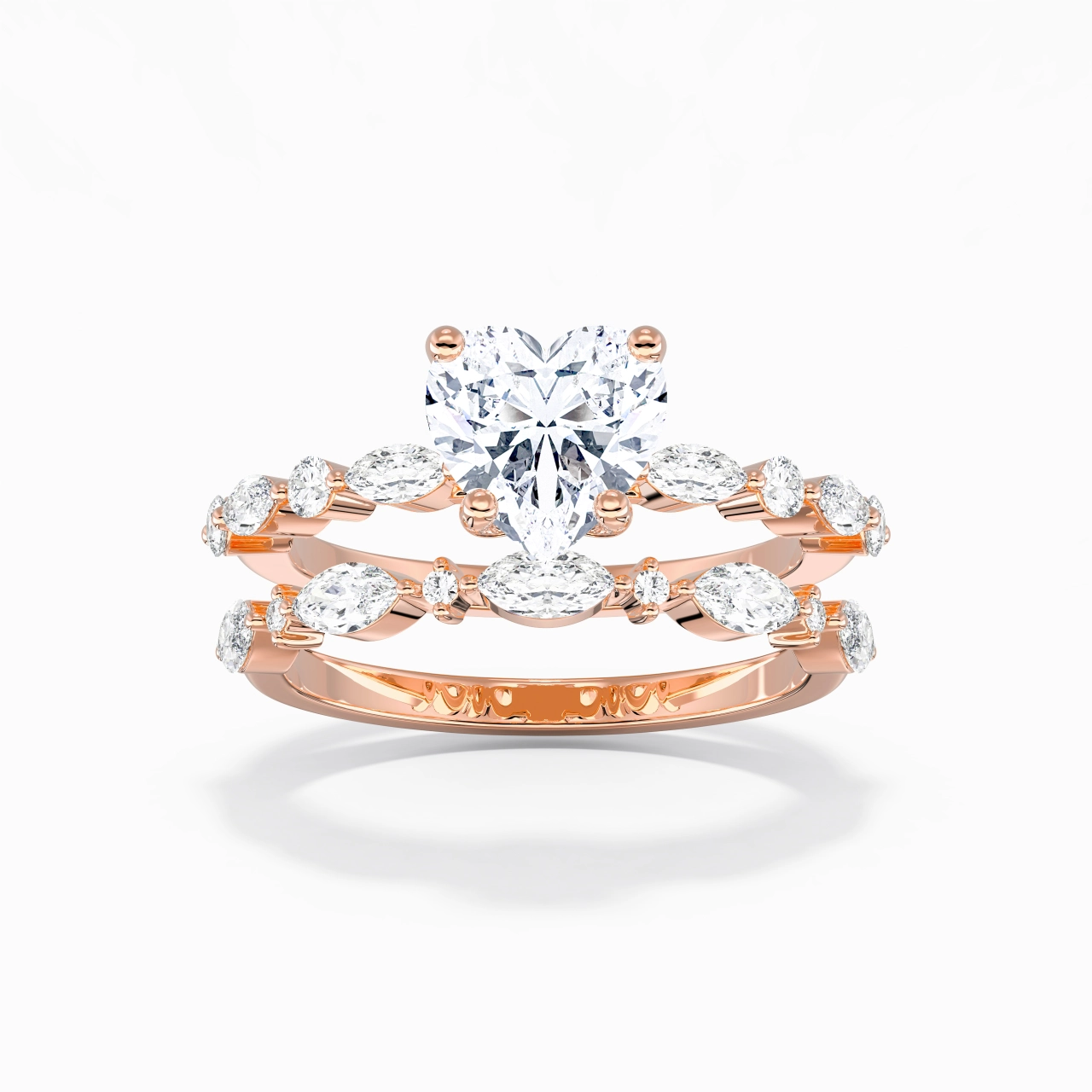 White Moissanite Wedding Ring Set