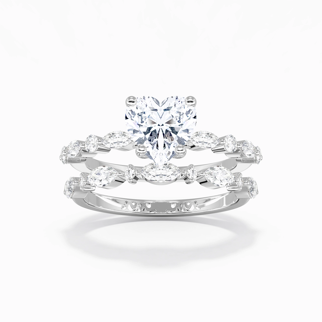 White Moissanite Wedding Ring Set