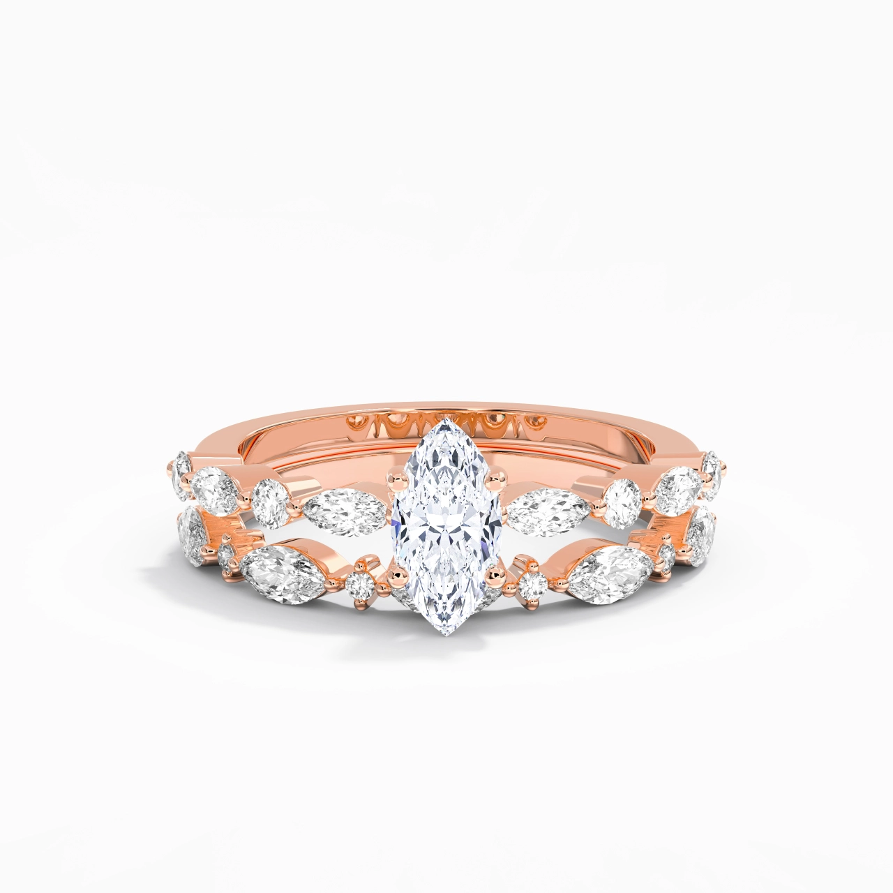 White Moissanite Wedding Ring Set