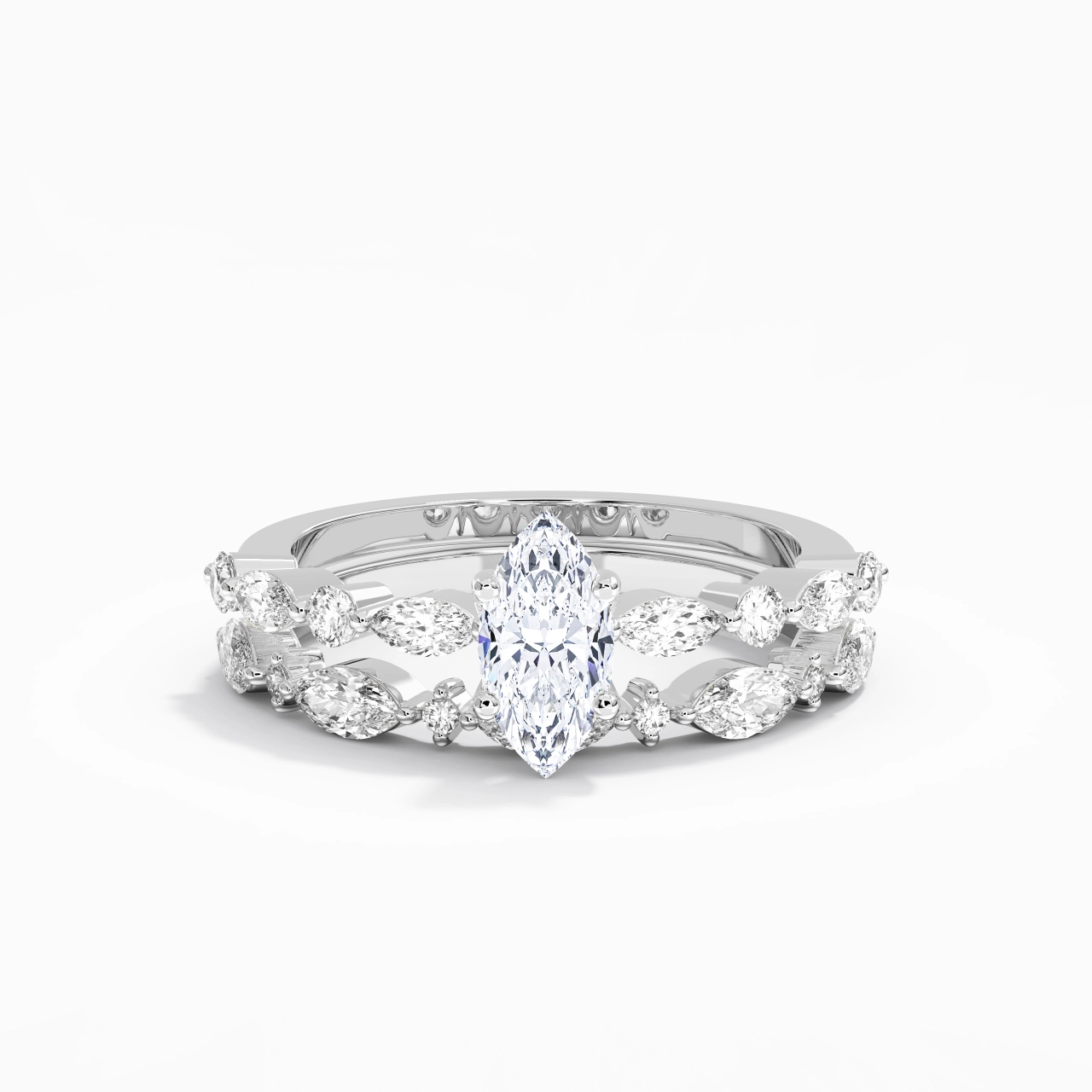 White Moissanite Wedding Ring Set