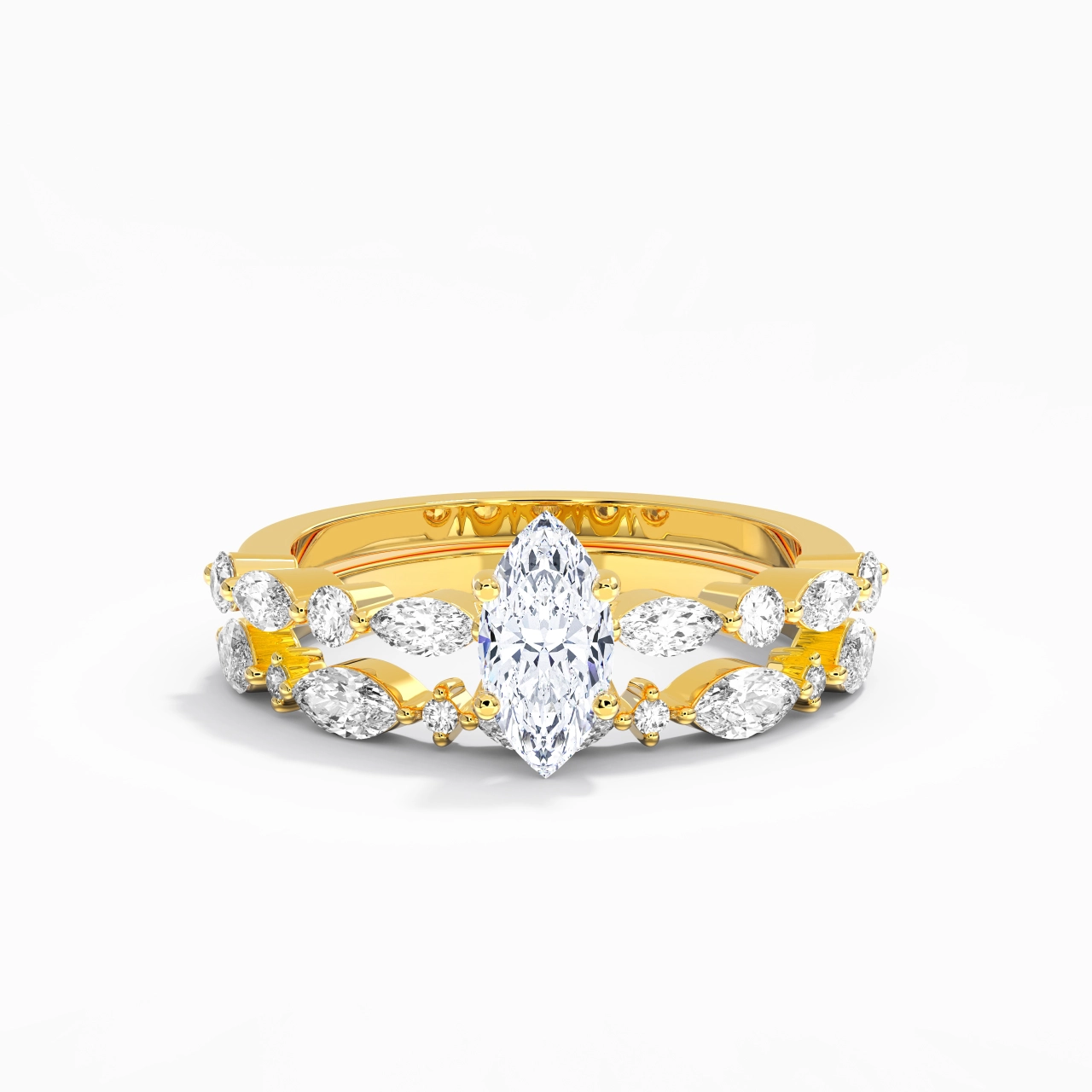 White Moissanite Wedding Ring Set