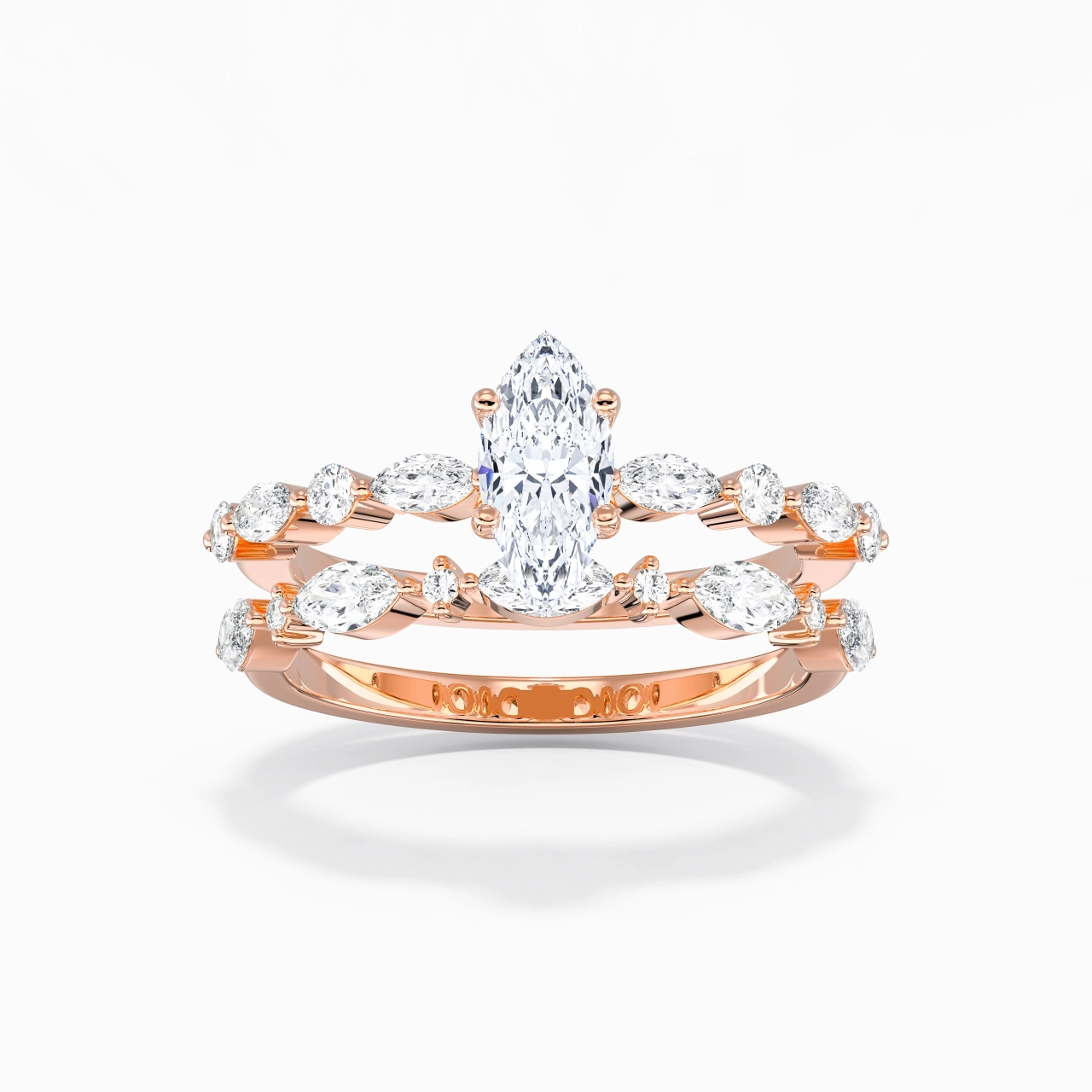 White Moissanite Wedding Ring Set