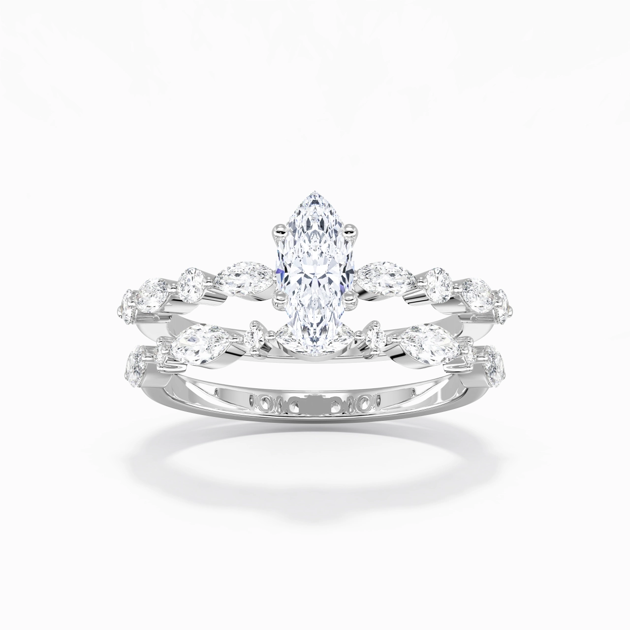 White Moissanite Wedding Ring Set