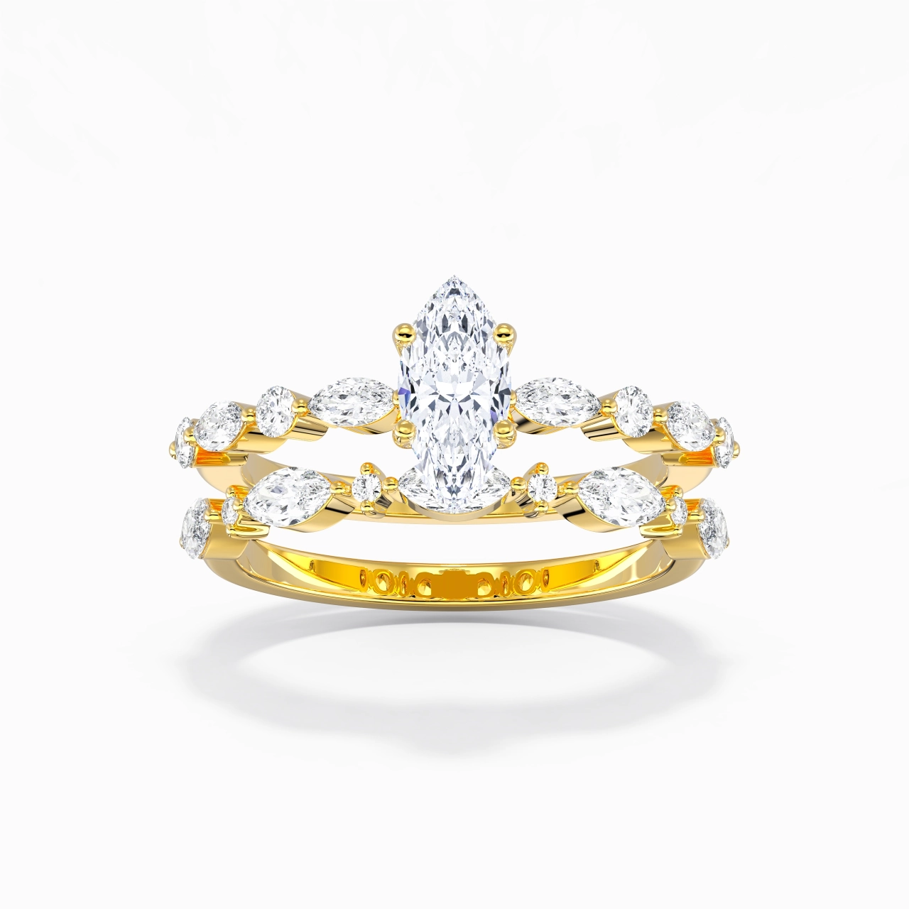 White Moissanite Wedding Ring Set