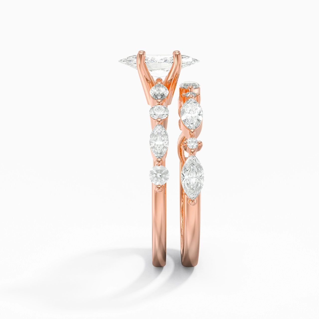 White Moissanite Wedding Ring Set