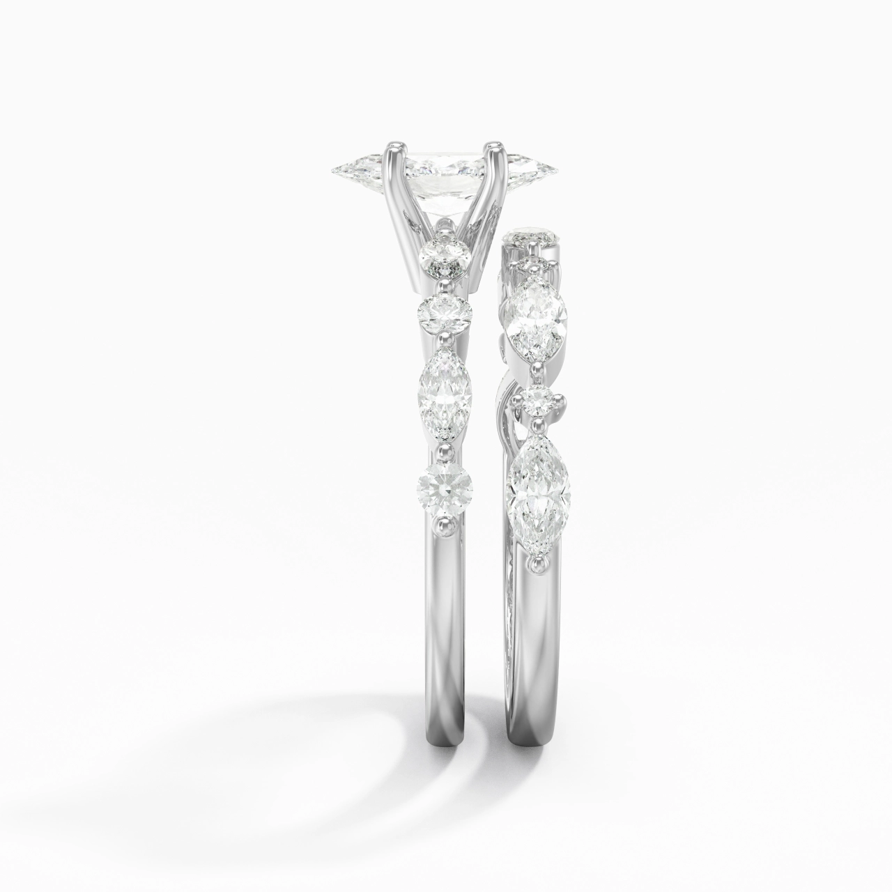 White Moissanite Wedding Ring Set