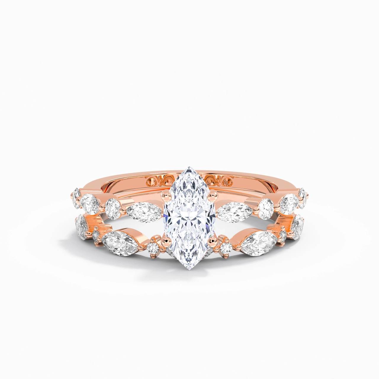 White Moissanite Wedding Ring Set