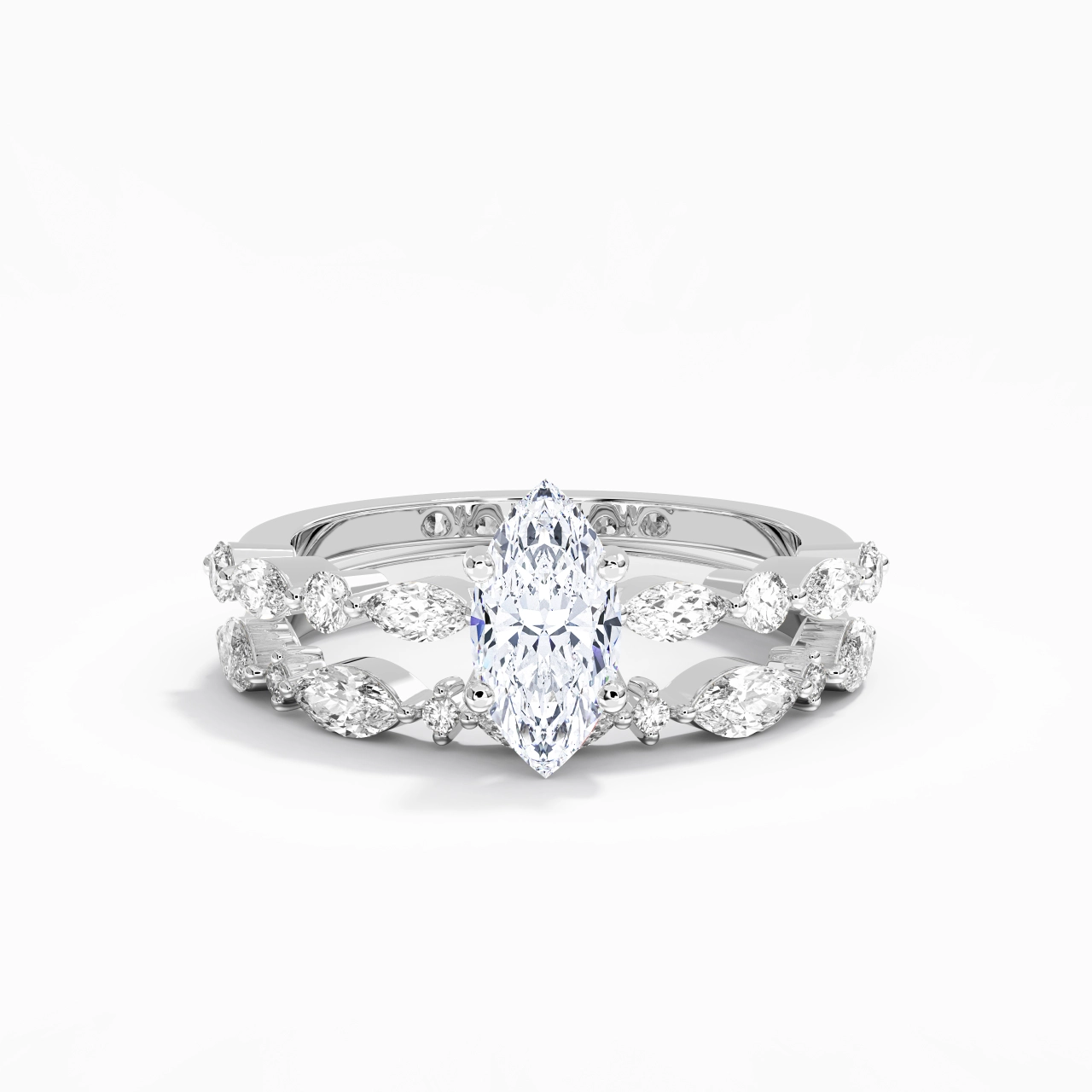 White Moissanite Wedding Ring Set