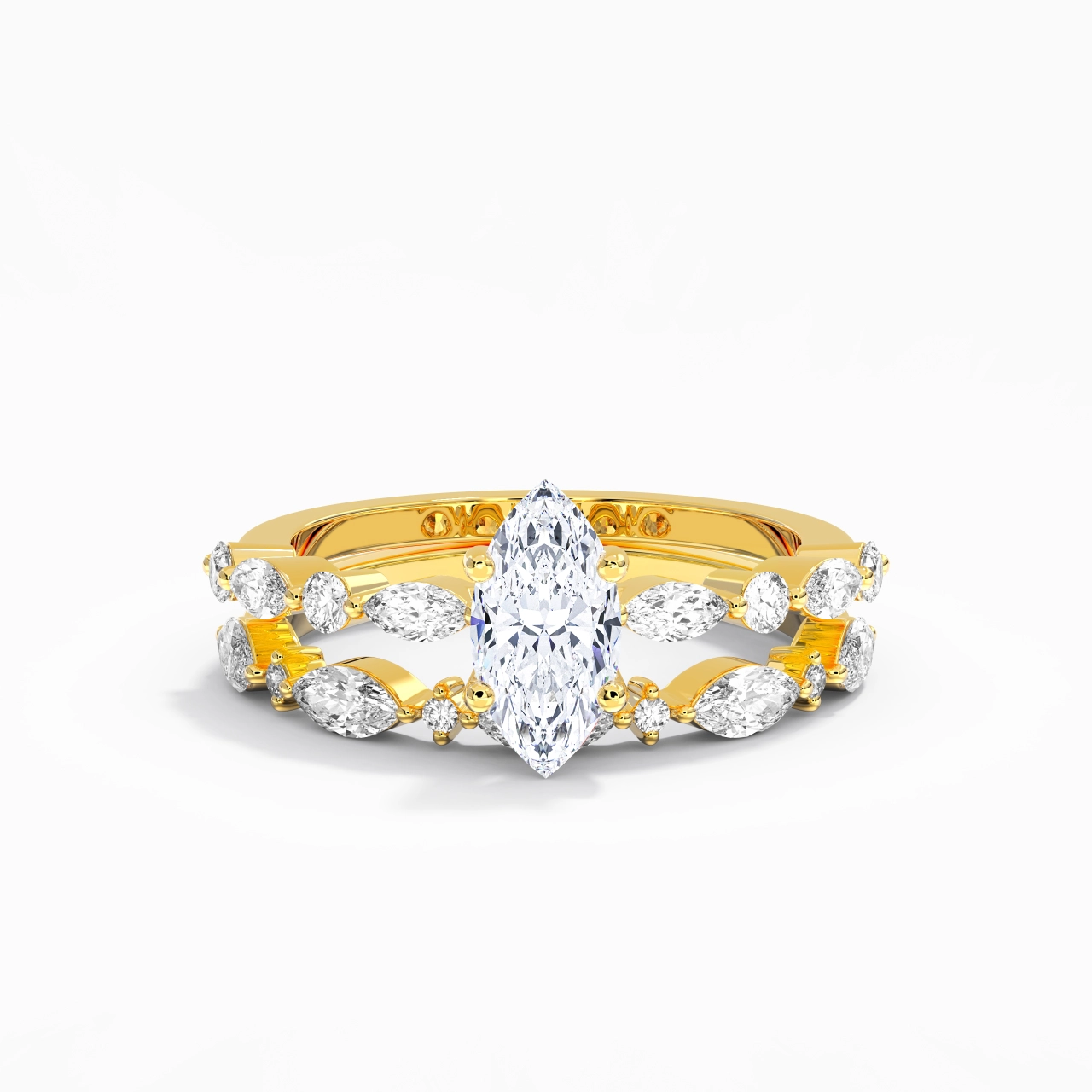 White Moissanite Wedding Ring Set