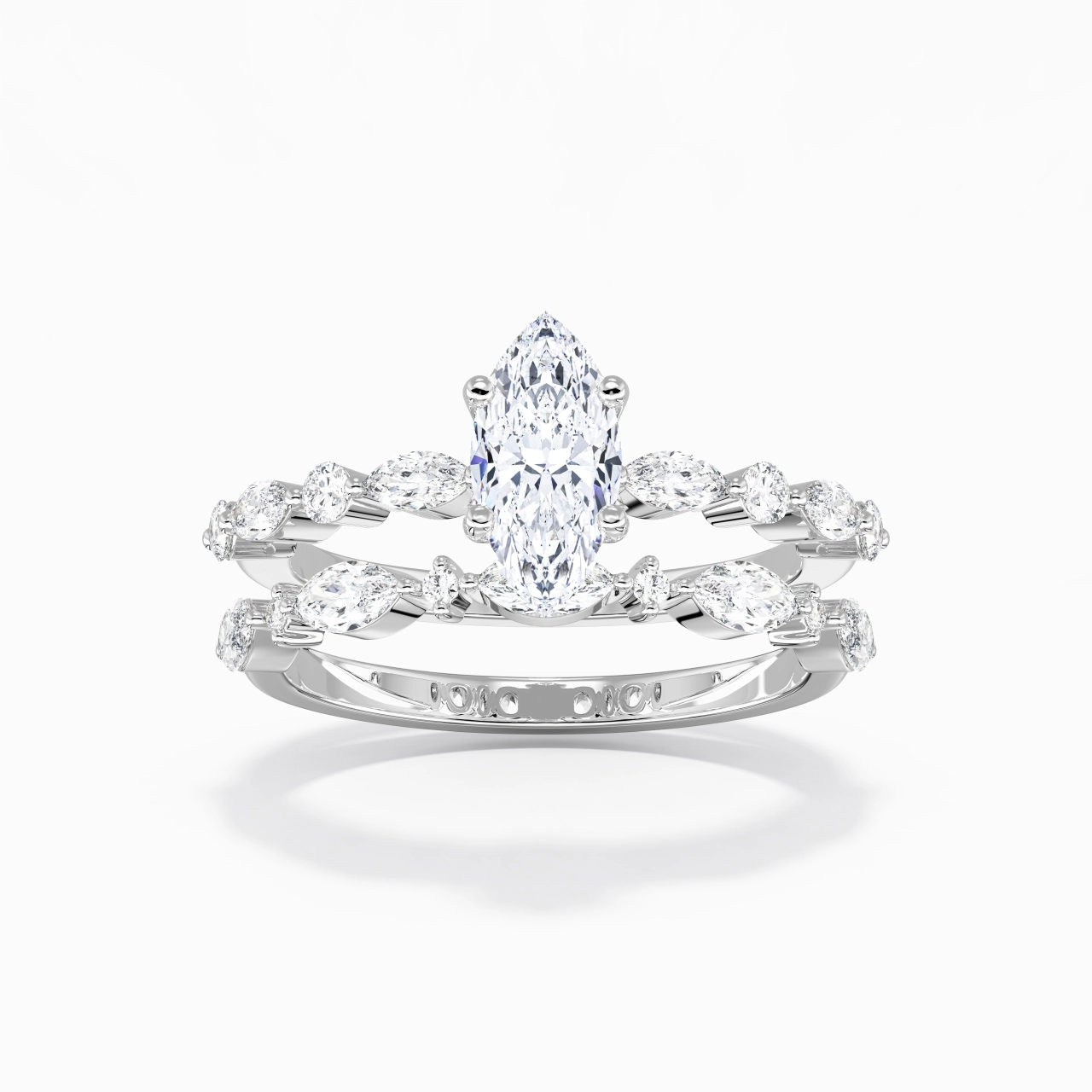 White Moissanite Wedding Ring Set