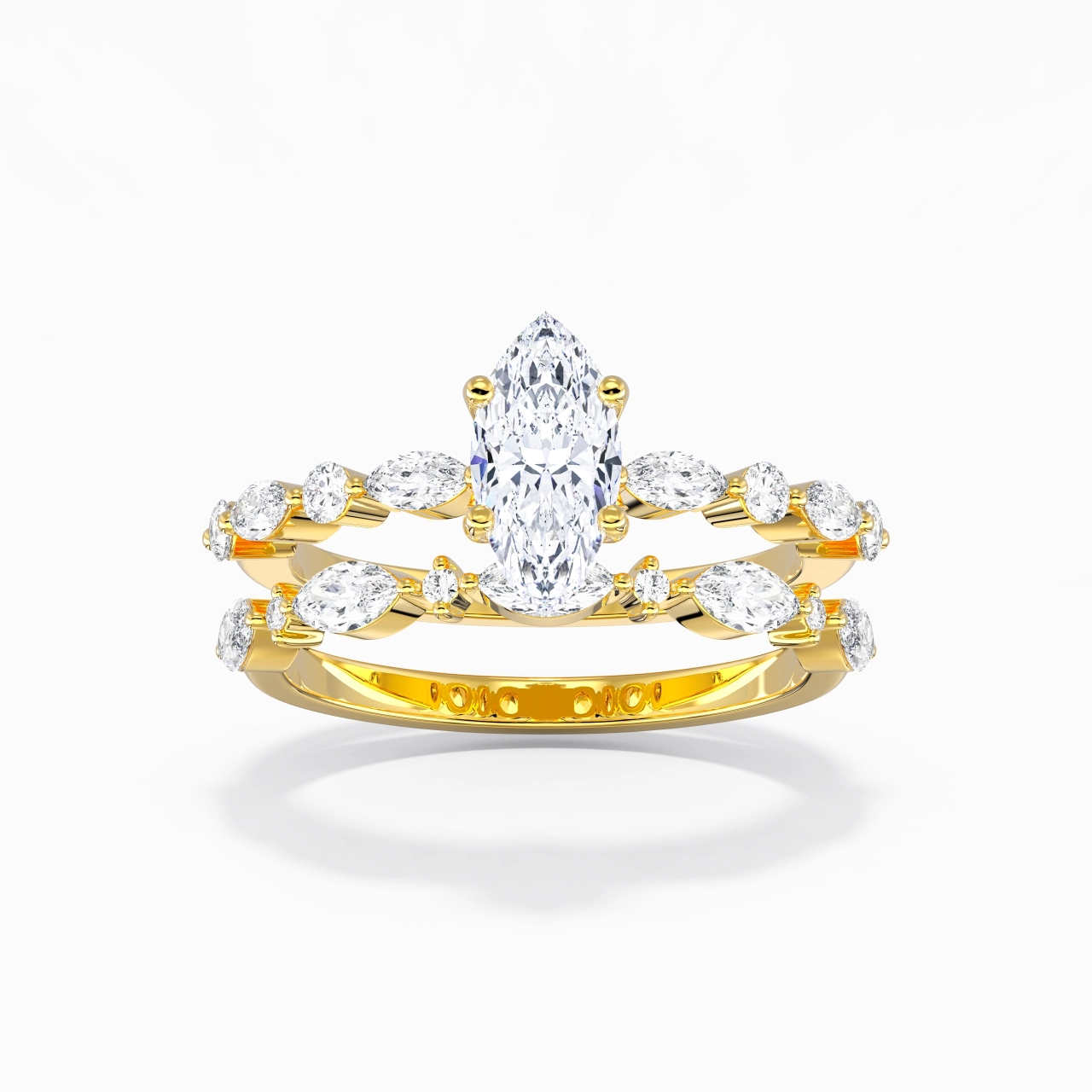 White Moissanite Wedding Ring Set