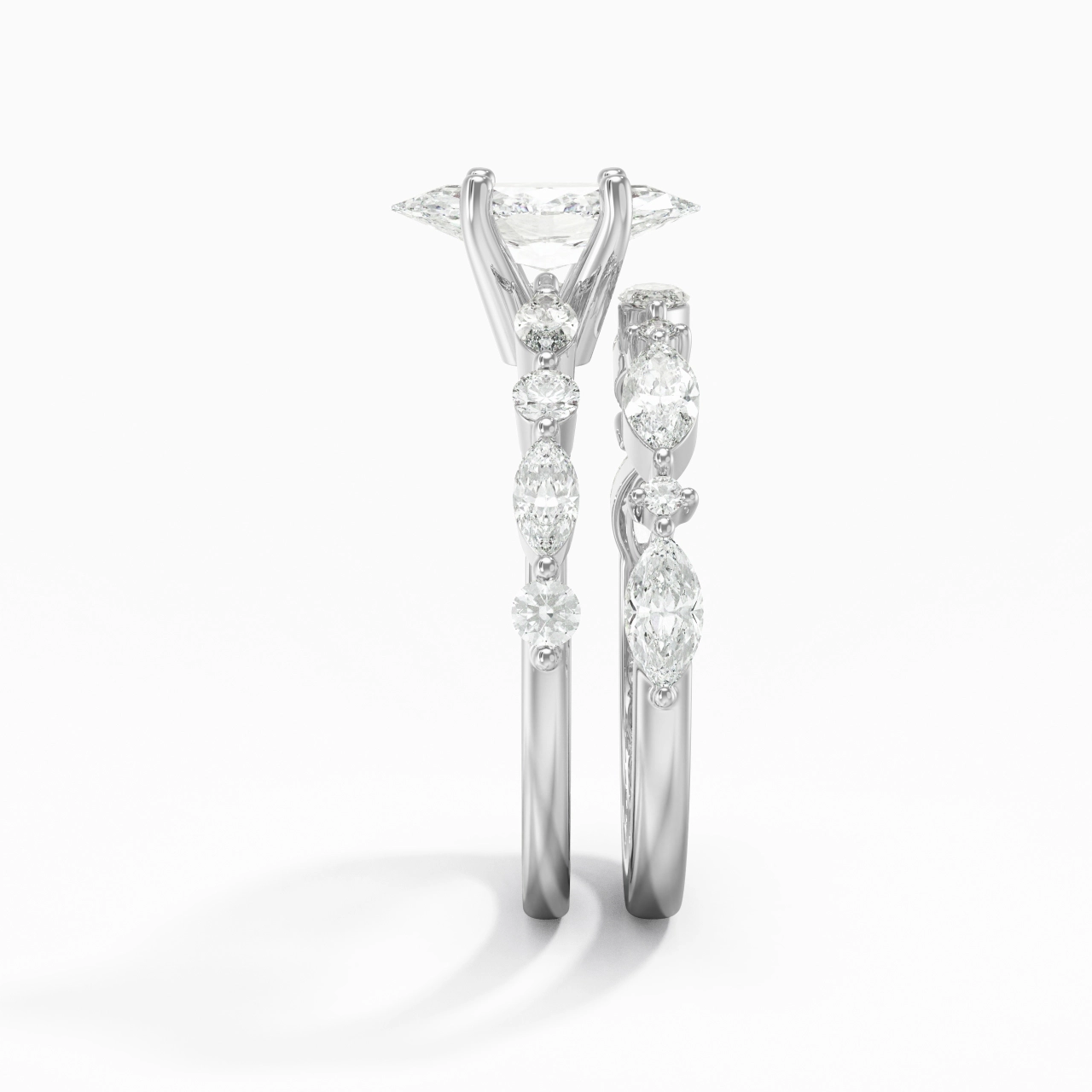 White Moissanite Wedding Ring Set