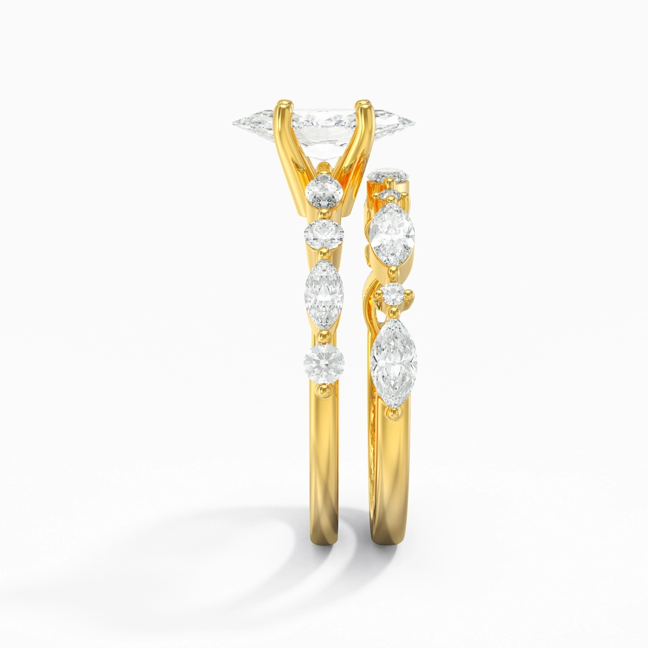 White Moissanite Wedding Ring Set
