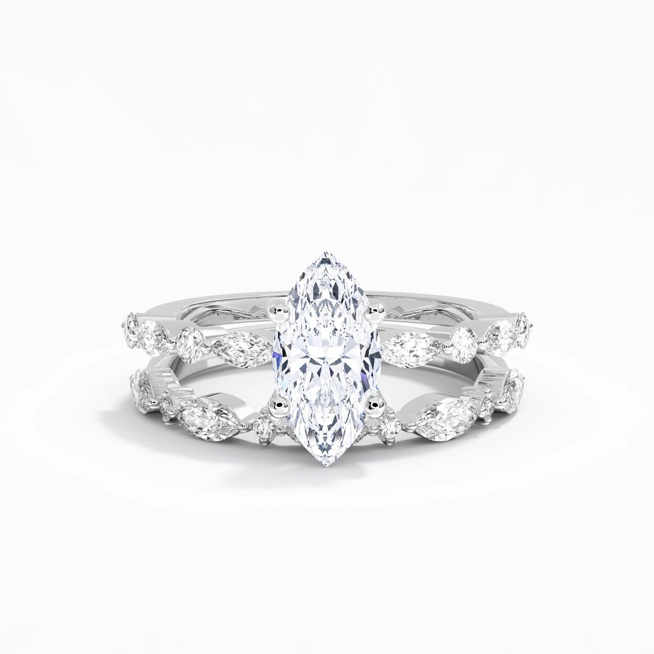 White Moissanite Wedding Ring Set