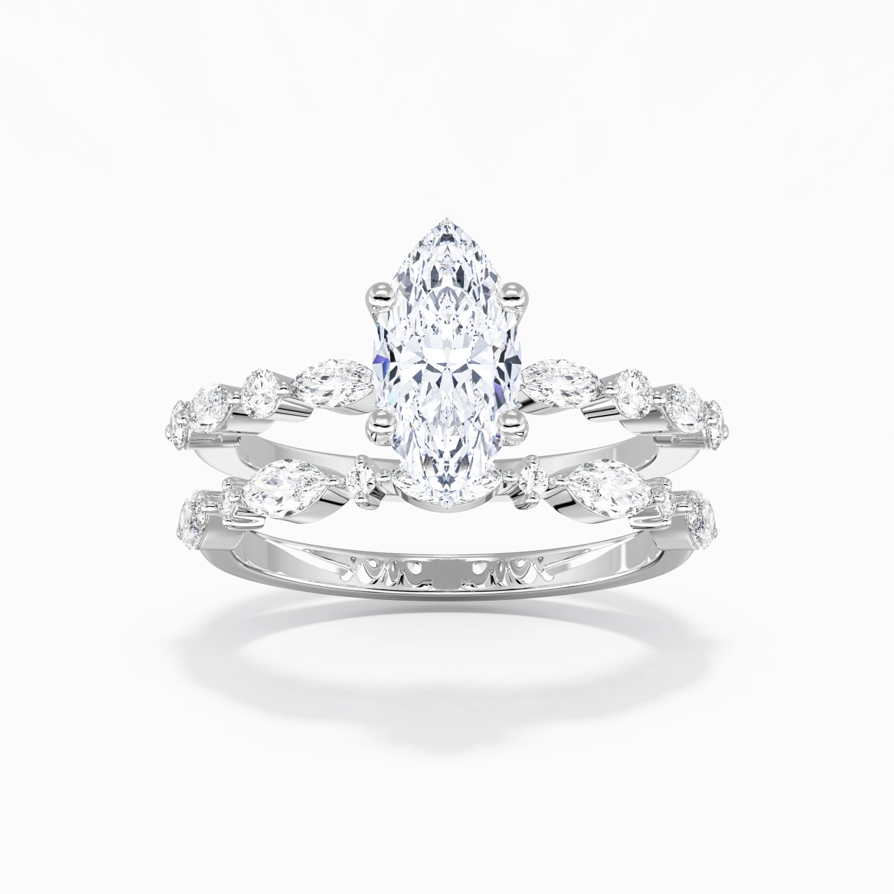 White Moissanite Wedding Ring Set