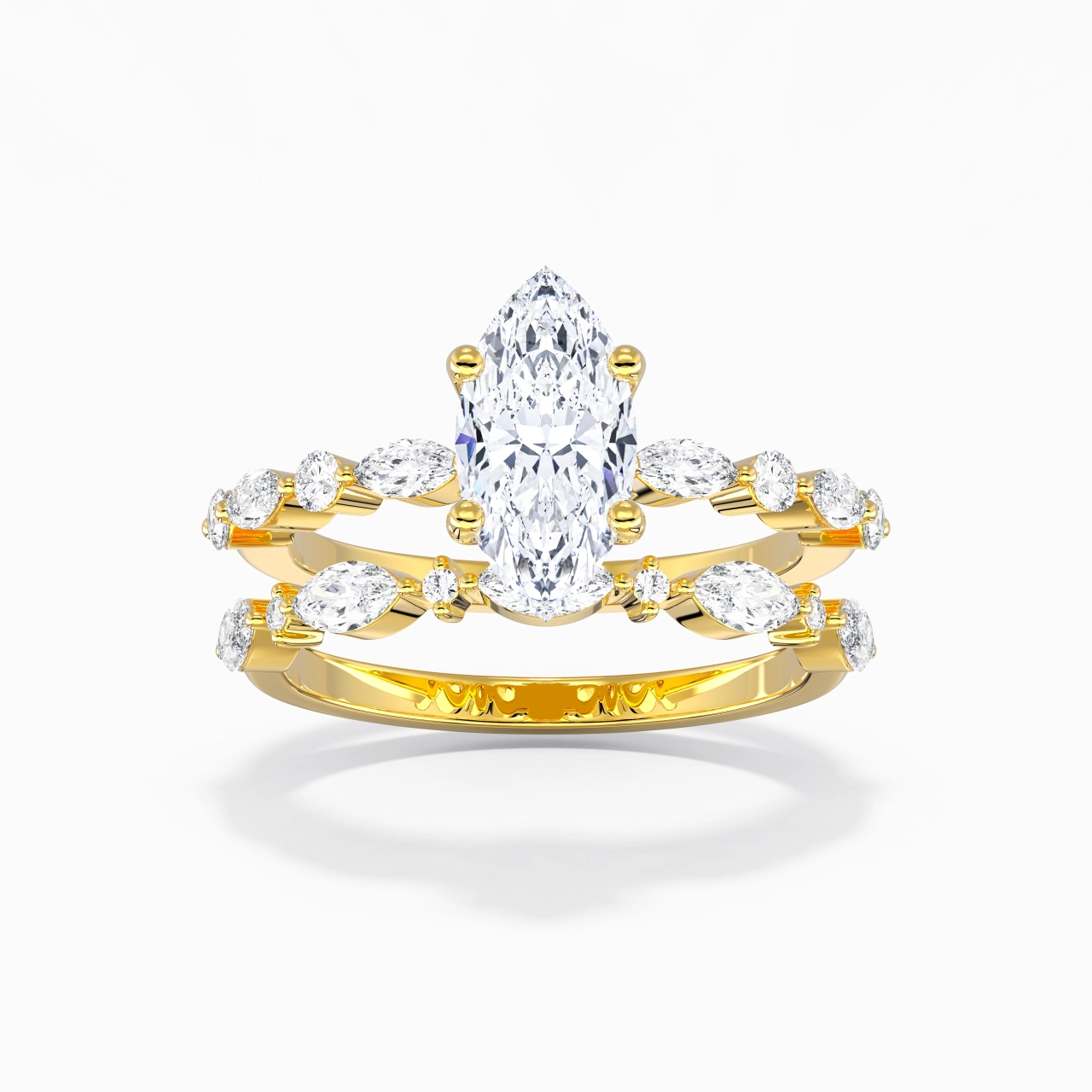 White Moissanite Wedding Ring Set