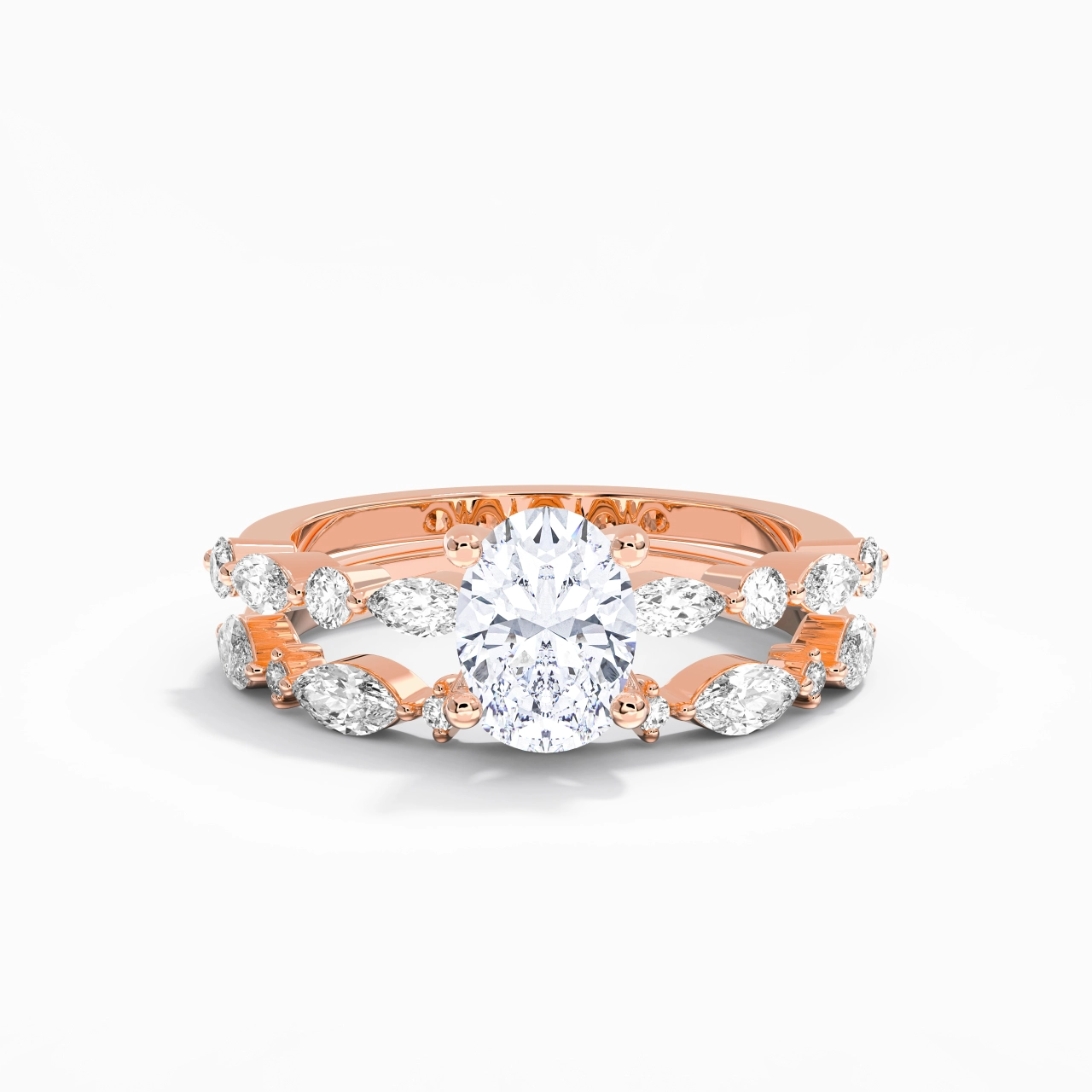 White Moissanite Wedding Ring Set