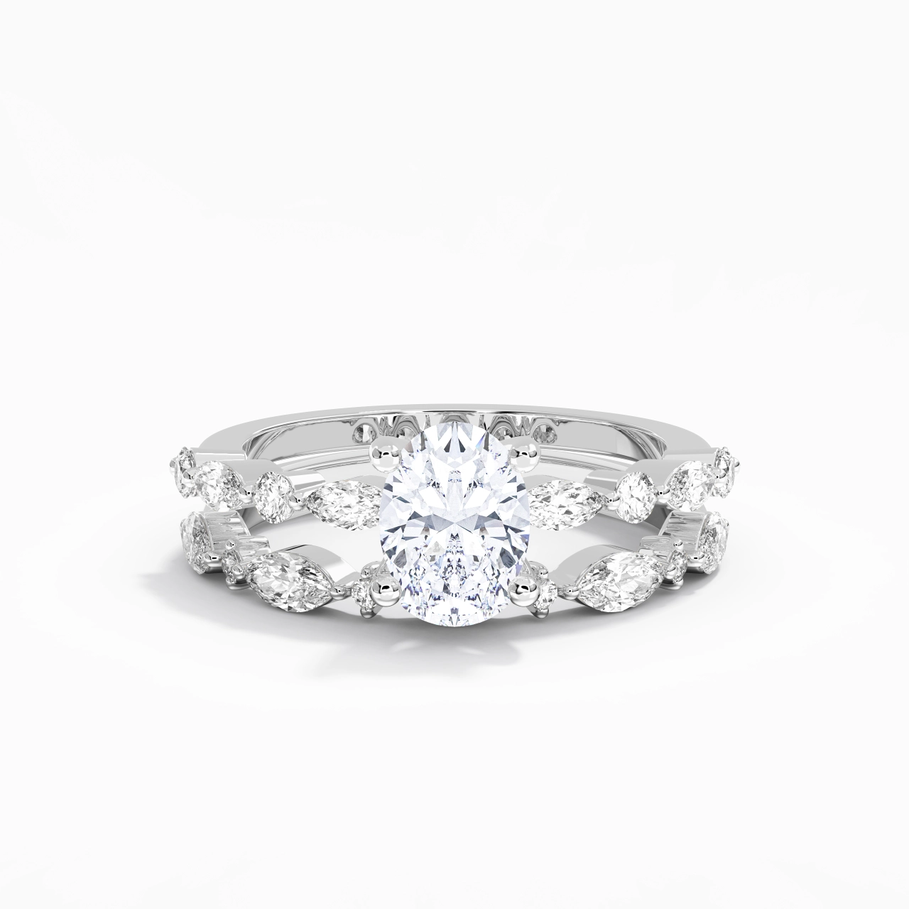 White Moissanite Wedding Ring Set
