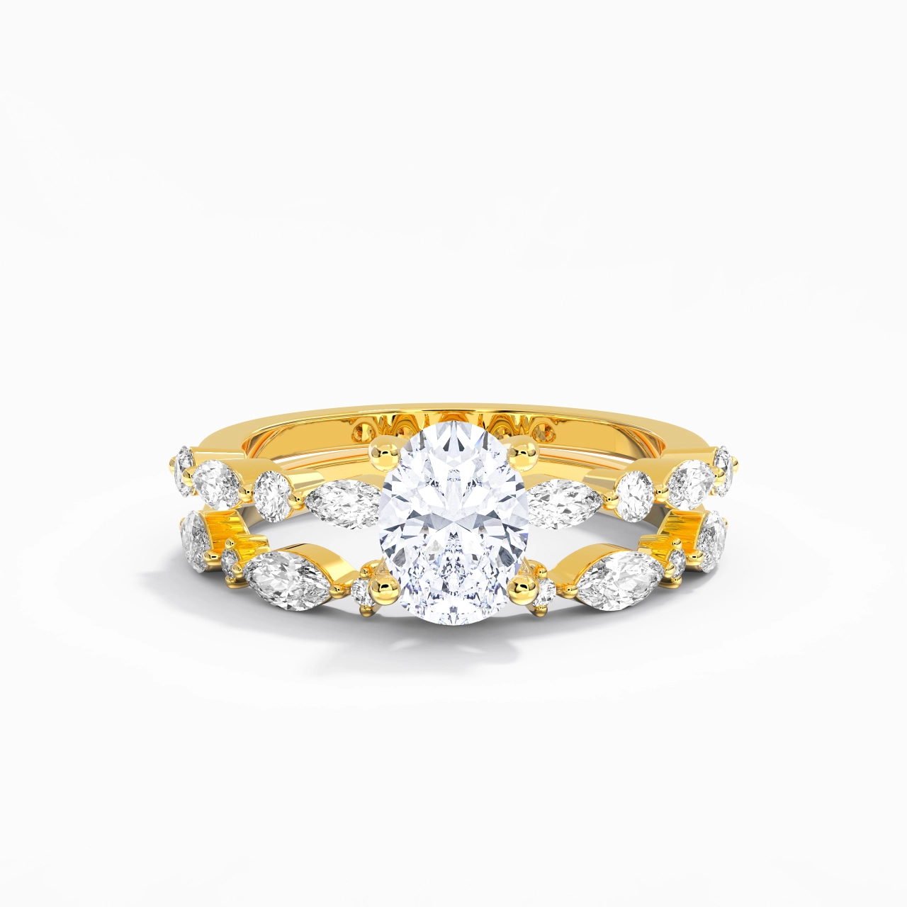 White Moissanite Wedding Ring Set