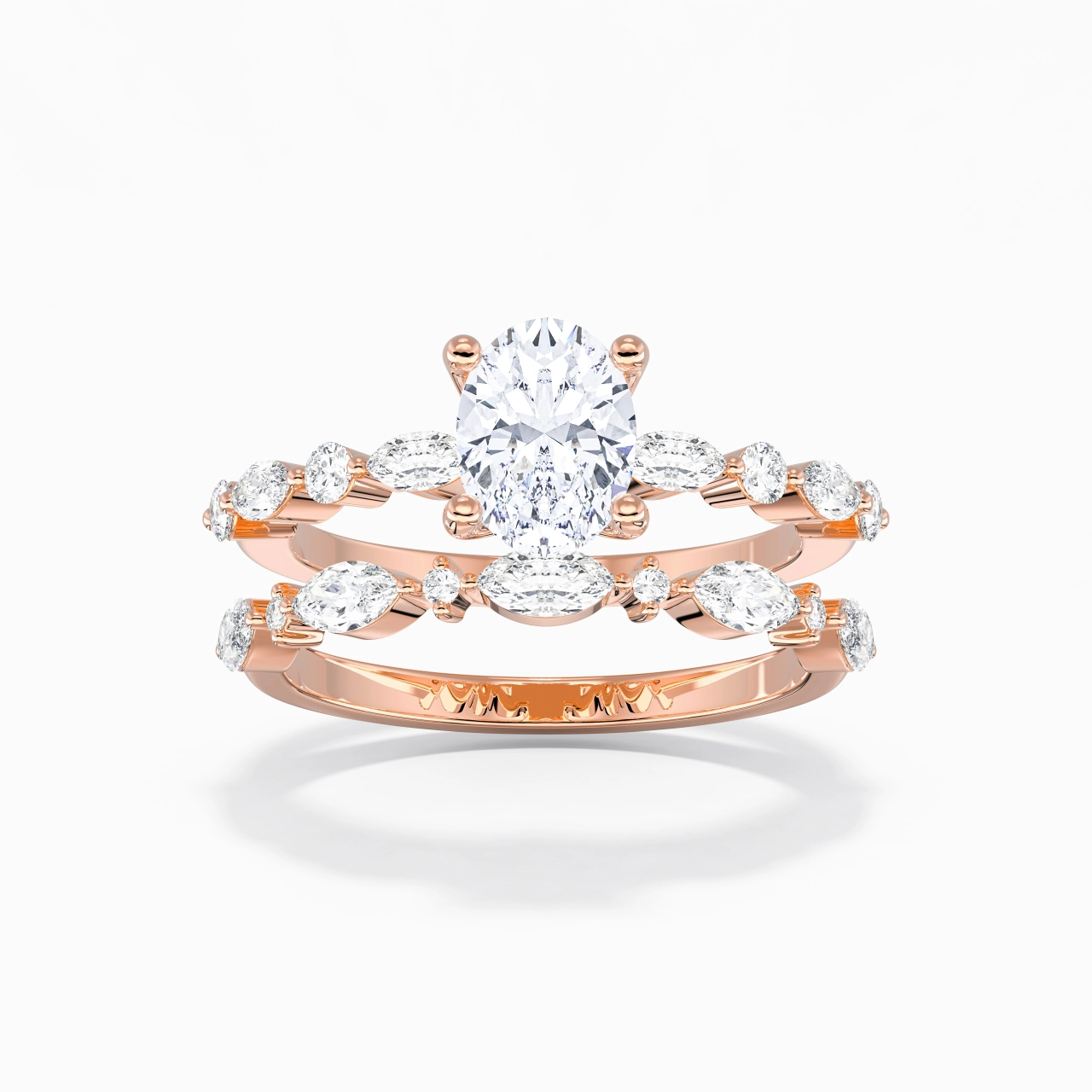 White Moissanite Wedding Ring Set