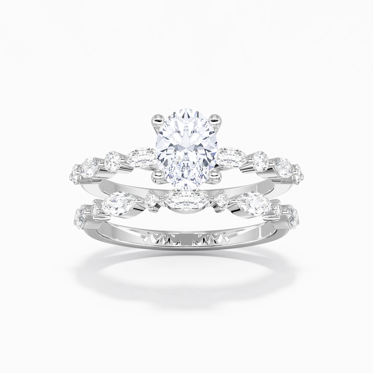 White Moissanite Wedding Ring Set