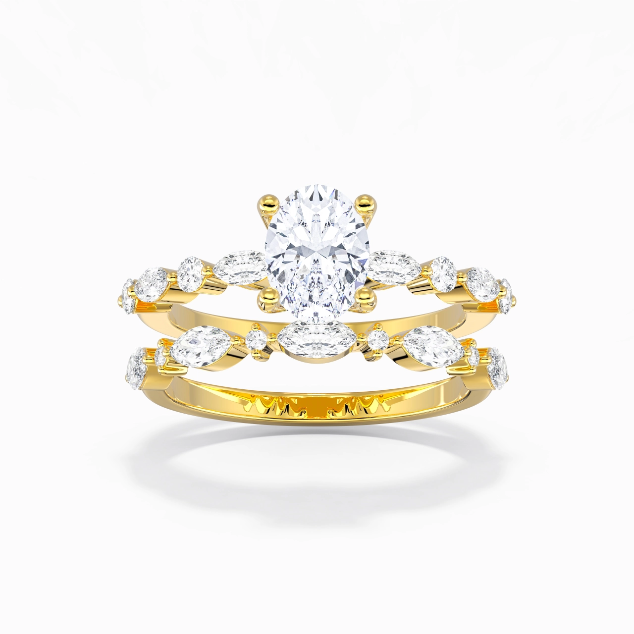 White Moissanite Wedding Ring Set