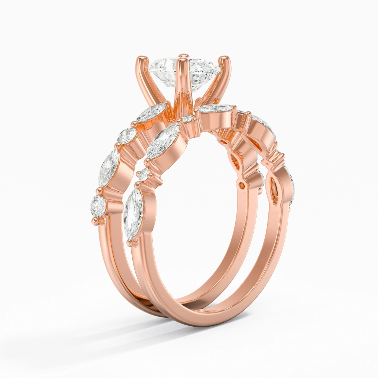 White Moissanite Wedding Ring Set