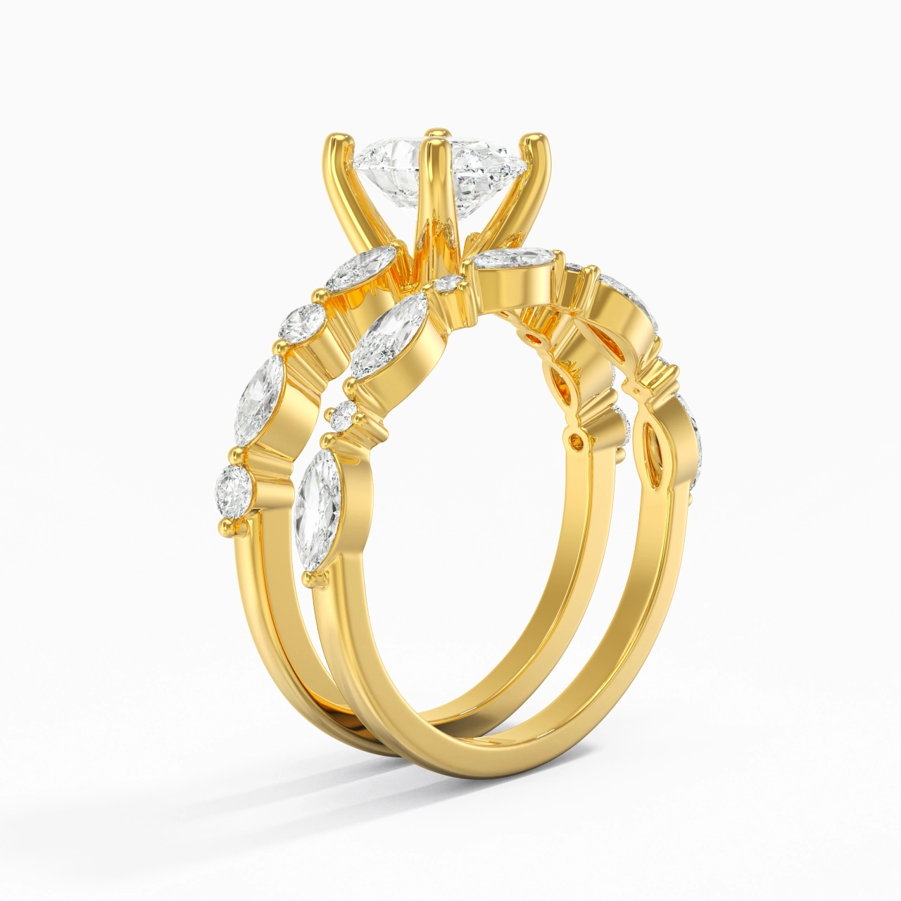 White Moissanite Wedding Ring Set