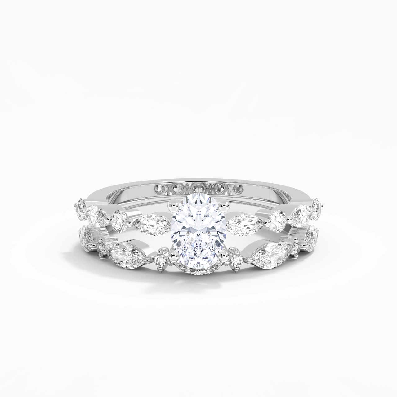 White Moissanite Wedding Ring Set