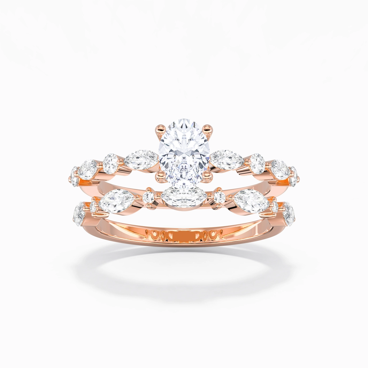 White Moissanite Wedding Ring Set