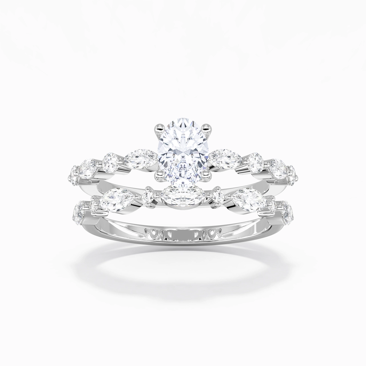 White Moissanite Wedding Ring Set