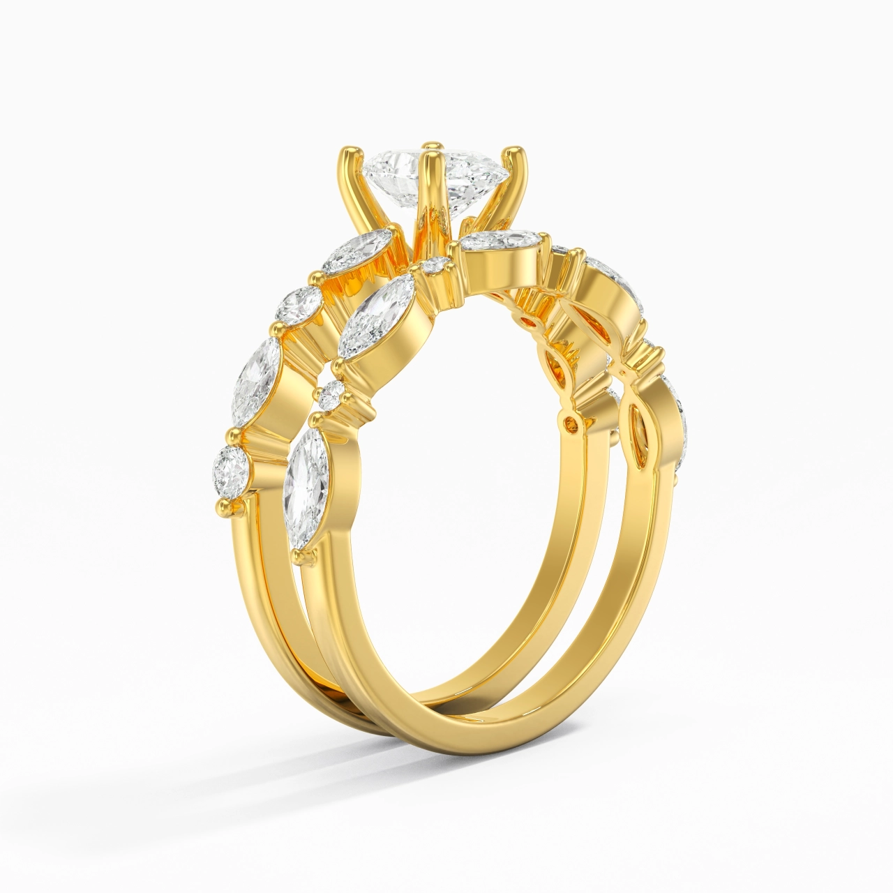 Blanc Moissanite Ensemble d'alliances