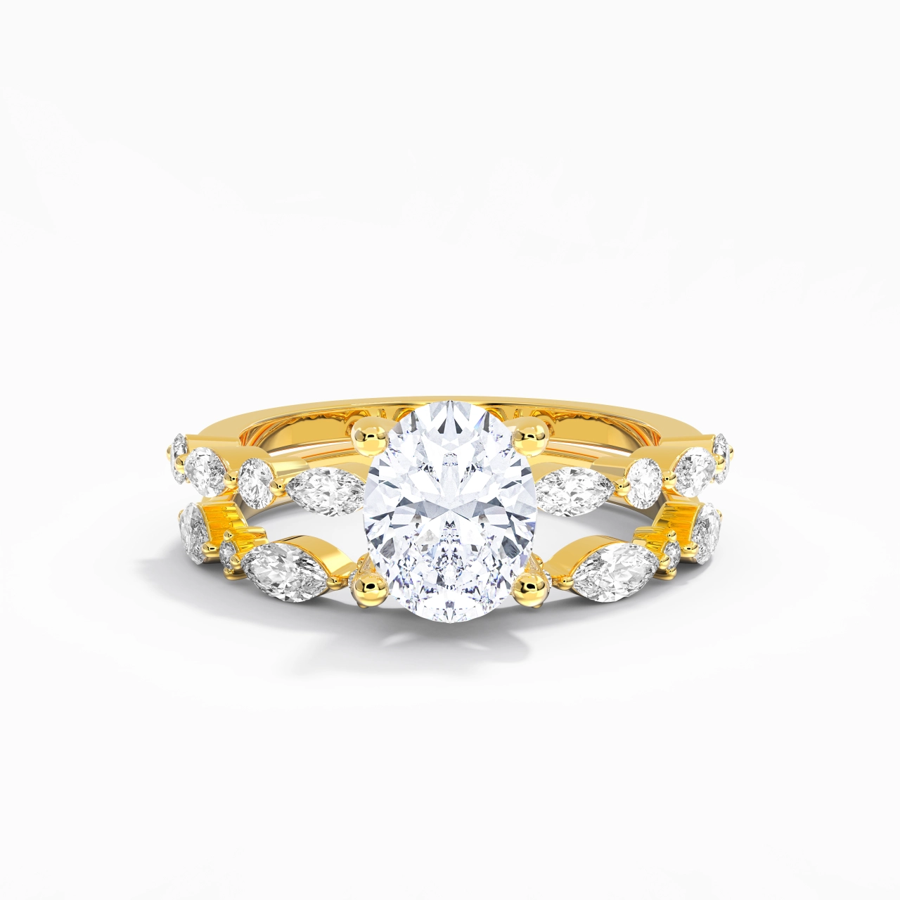White Moissanite Wedding Ring Set