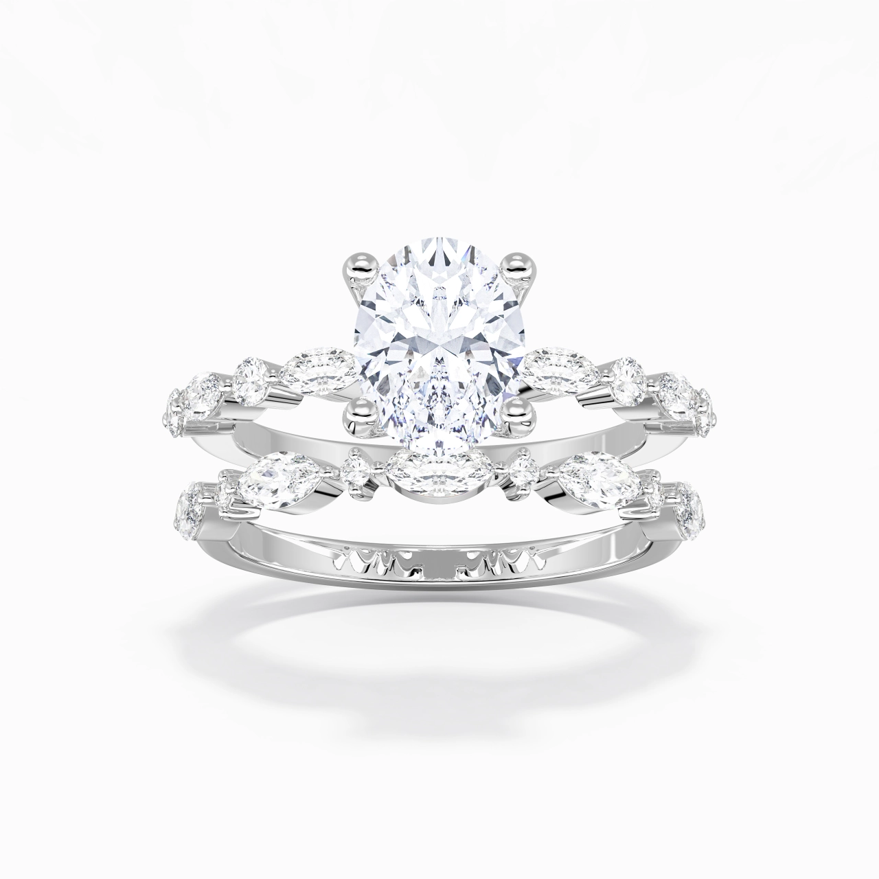 White Moissanite Wedding Ring Set