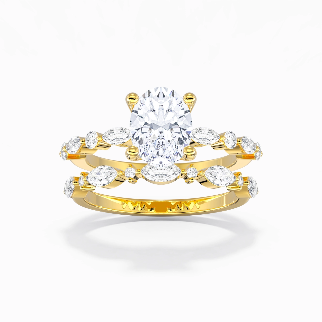 White Moissanite Wedding Ring Set