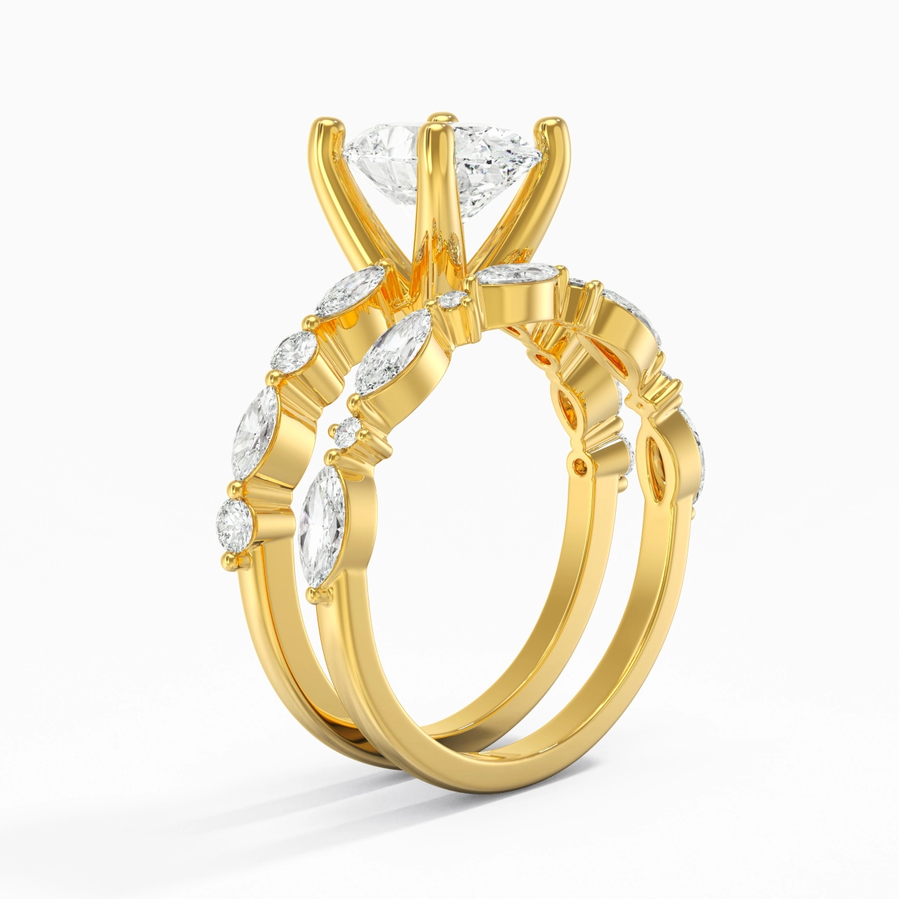 White Moissanite Wedding Ring Set