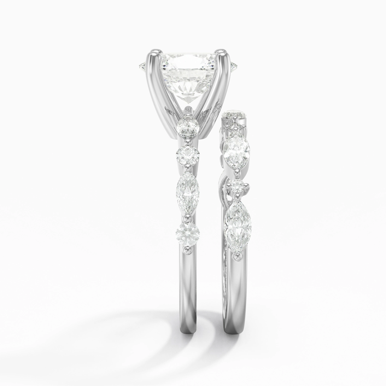 White Moissanite Wedding Ring Set