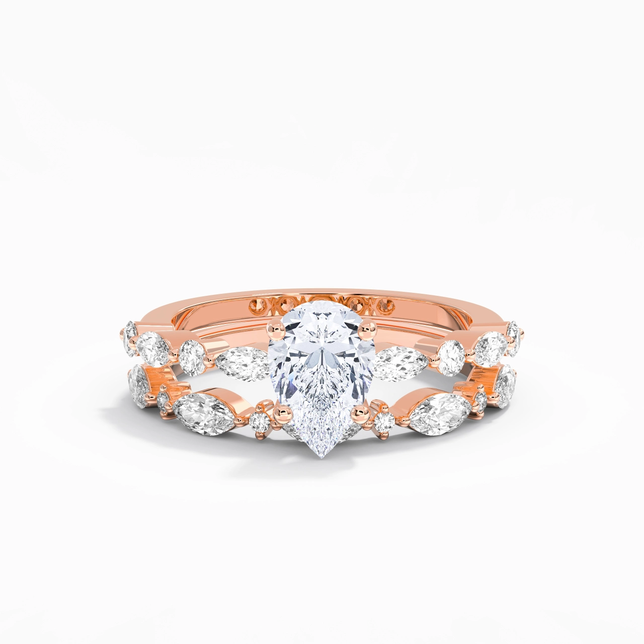 White Moissanite Wedding Ring Set