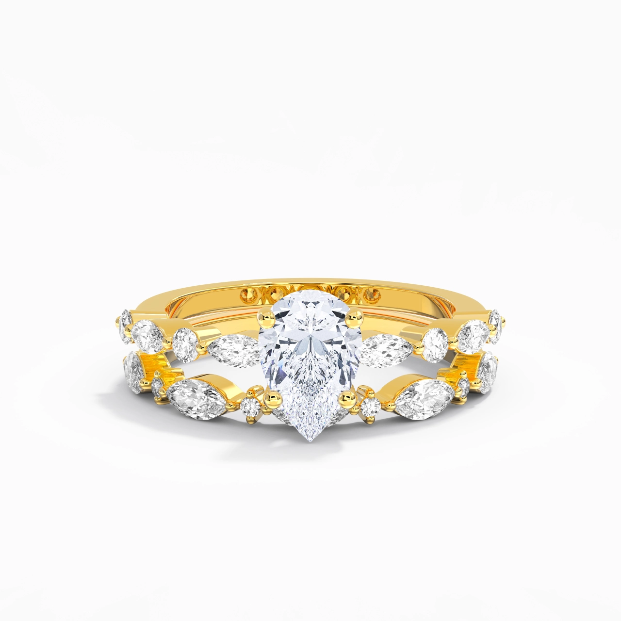 White Moissanite Wedding Ring Set
