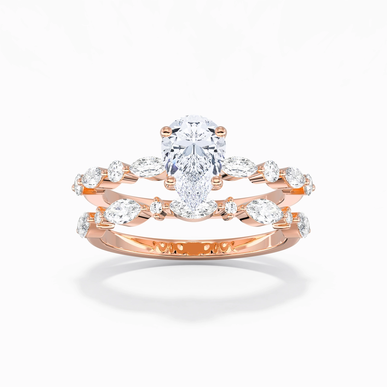White Moissanite Wedding Ring Set