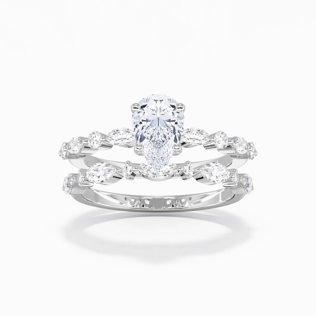 White Moissanite Wedding Ring Set